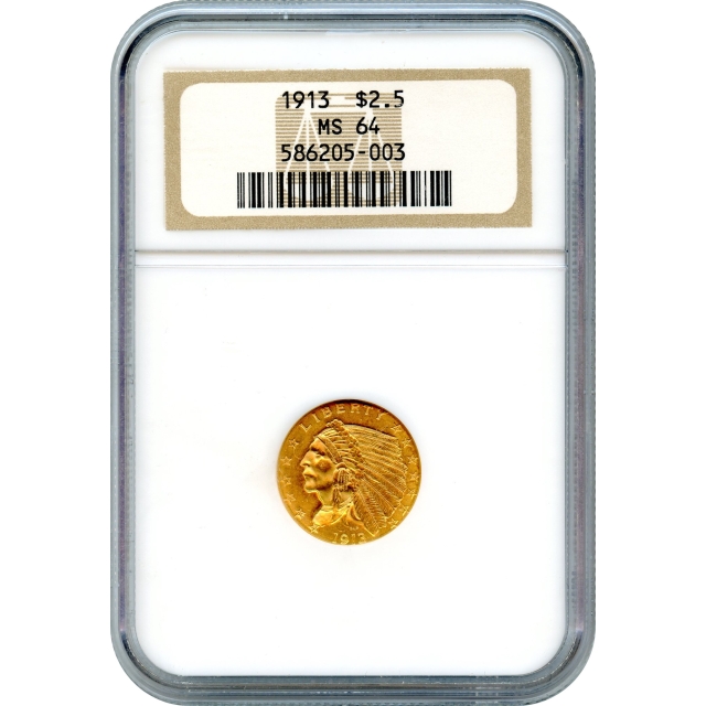 1913 $2.50 Indian Head Quarter Eagle NGC MS64