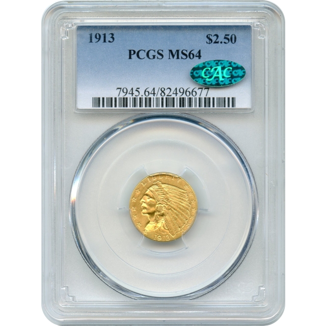 1913 $2.50 Indian Head Quarter Eagle PCGS MS64 (CAC)
