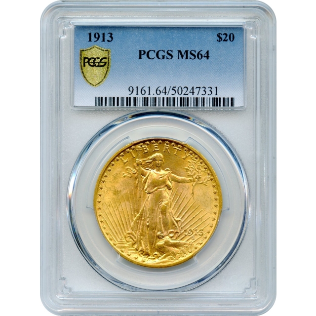 1913 $20 Saint Gaudens Double Eagle PCGS MS64