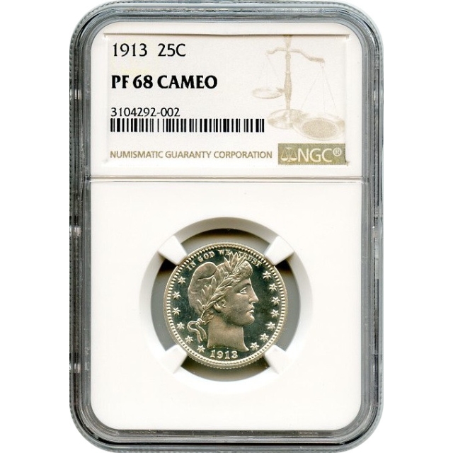 1913 25C Barber Quarter Dollar NGC PR68 Cameo - Finest Known in Cameo!