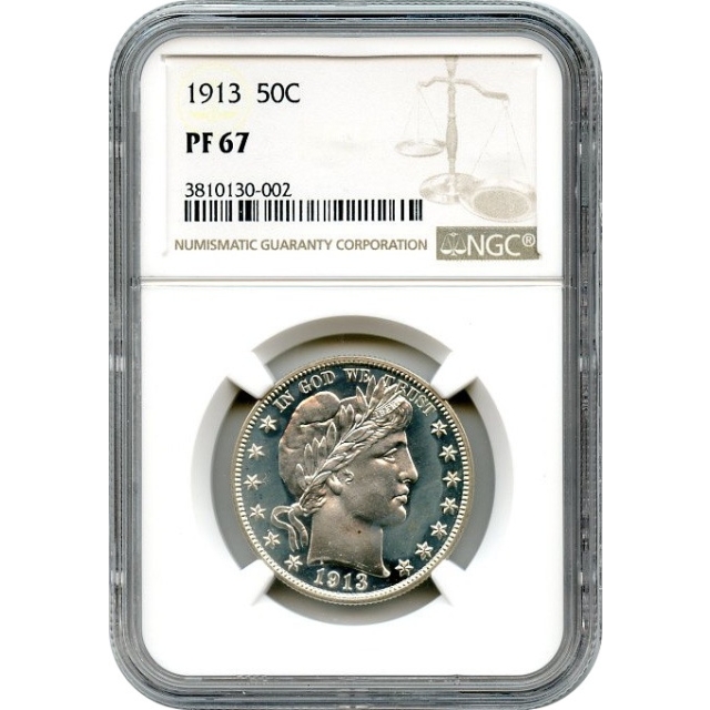 1913 50C Barber Half Dollar NGC PR67--Breathtaking Condition Rarity