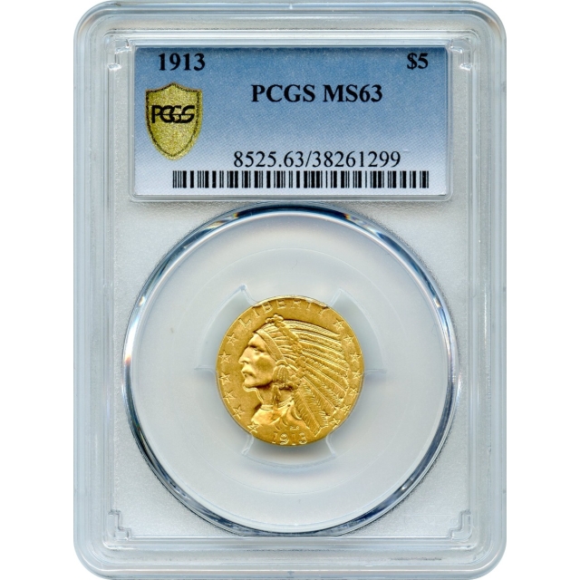 1913 $5 Indian Head Half Eagle PCGS MS63