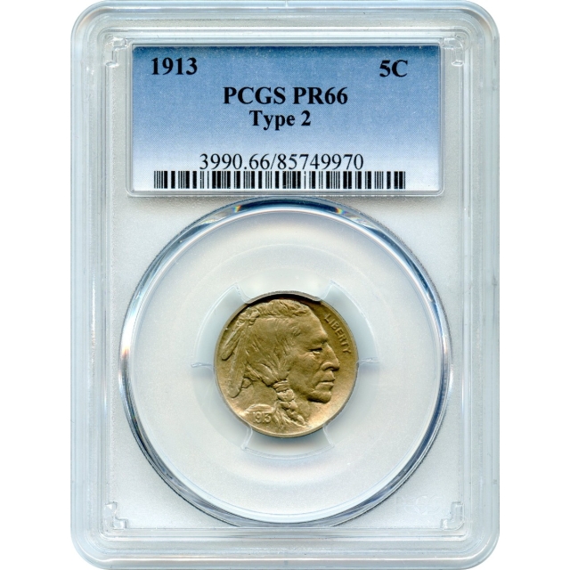 1913 5C Buffalo Nickel, Type 2 PCGS PR66