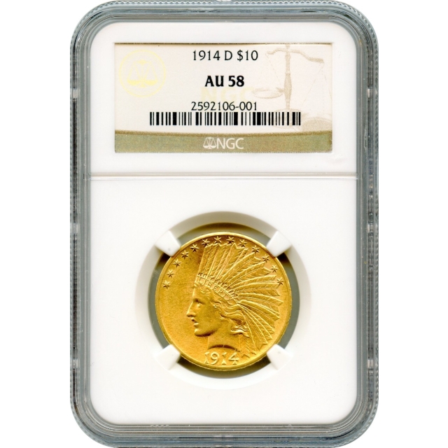 1914-D $10 Indian Head Eagle NGC AU58