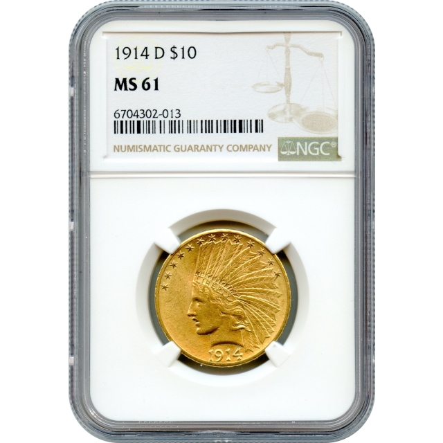 1914-D $10 Indian Head Eagle NGC MS61