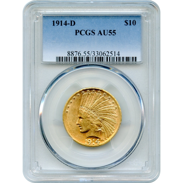 1914-D $10 Indian Head Eagle PCGS AU55