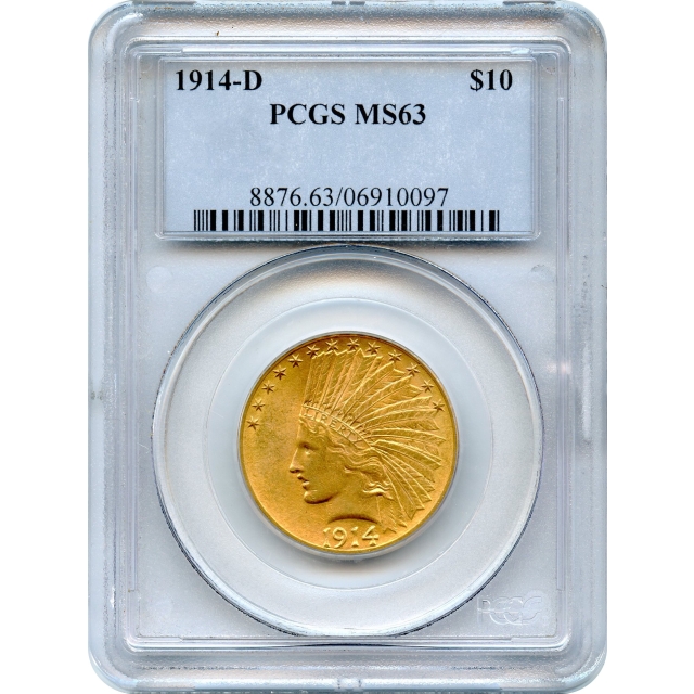 1914-D $10 Indian Head Eagle PCGS MS63