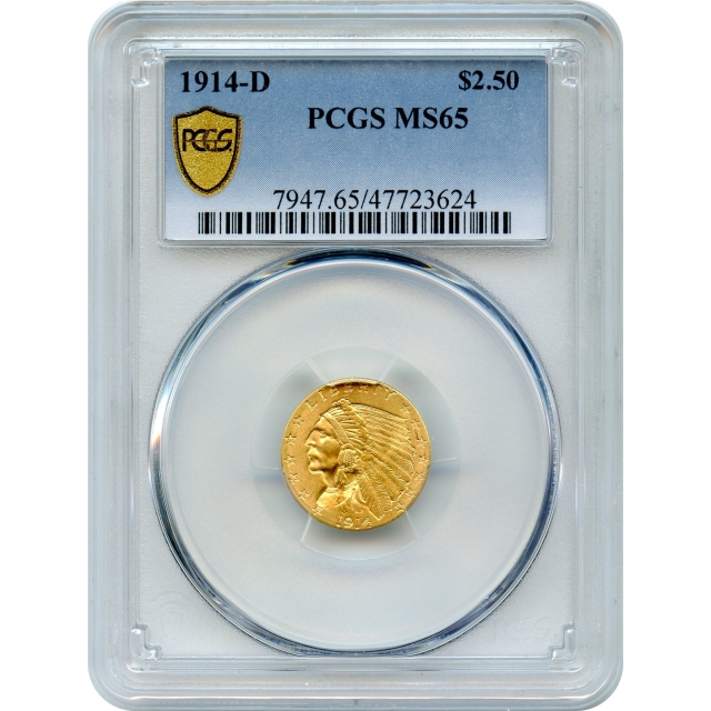 1914-D $2.50 Indian Head Quarter Eagle PCGS MS65