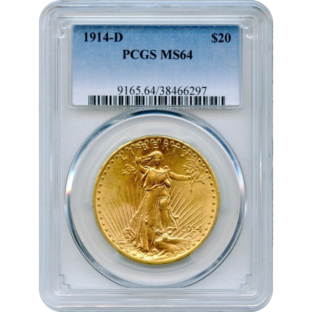 1914-D $20 Saint Gaudens Double Eagle PCGS MS64