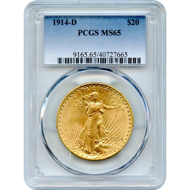 1914-D $20 Saint Gaudens Double Eagle PCGS MS65