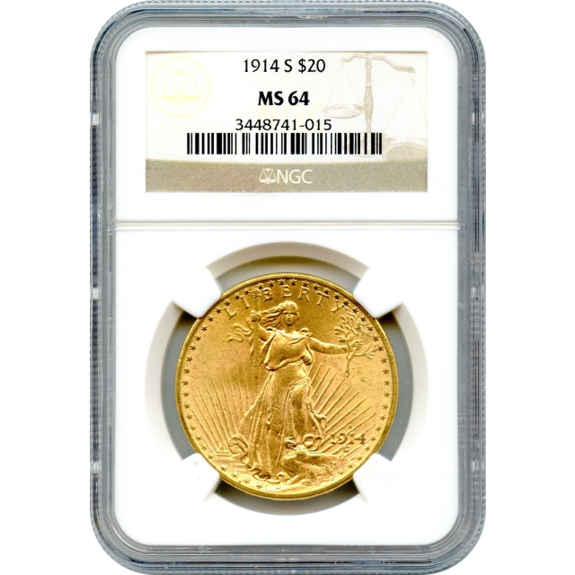 1914-S $20 Saint Gaudens Double Eagle NGC MS64