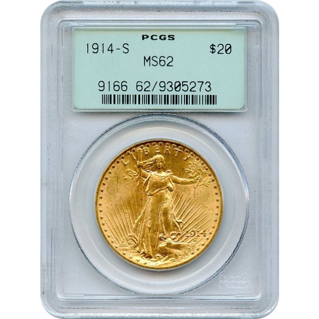 1914-S $20 Saint Gaudens Double Eagle PCGS MS62