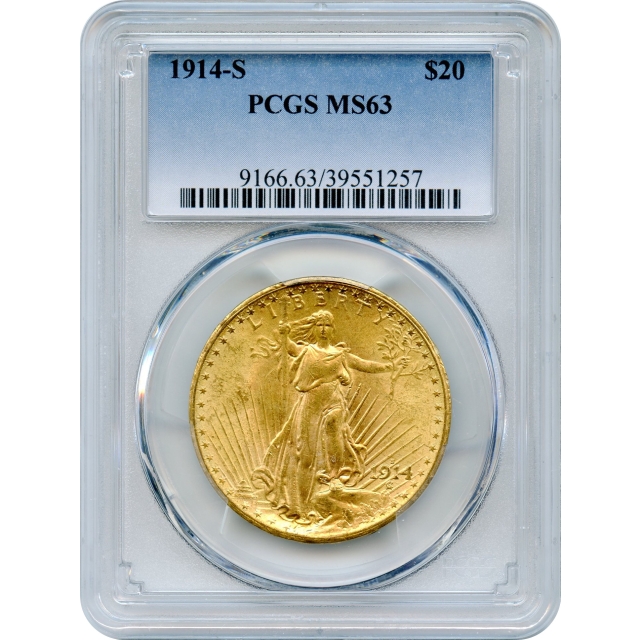 1914-S $20 Saint Gaudens Double Eagle PCGS MS63