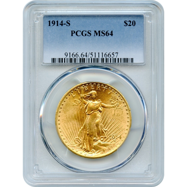 1914-S $20 Saint Gaudens Double Eagle PCGS MS64