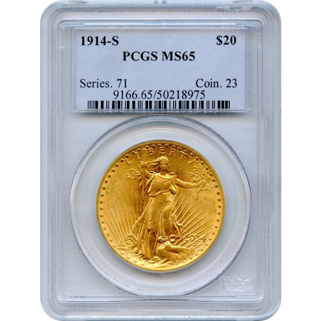 1914-S $20 Saint Gaudens Double Eagle PCGS MS65