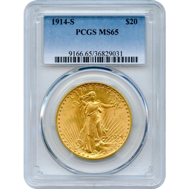 1914-S $20 Saint Gaudens Double Eagle PCGS MS65