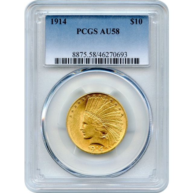 1914 $10 Indian Head Eagle PCGS AU58
