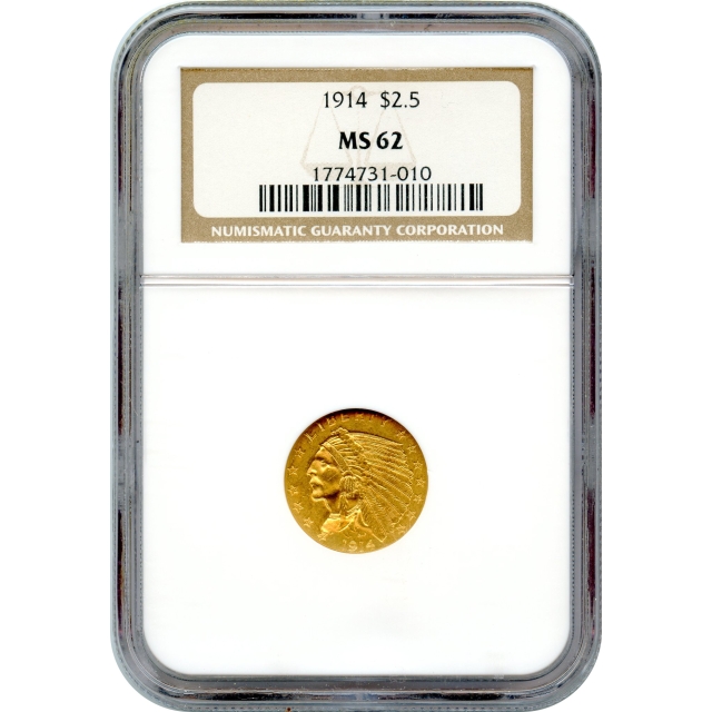 1914 $2.50 Indian Head Quarter Eagle NGC MS62