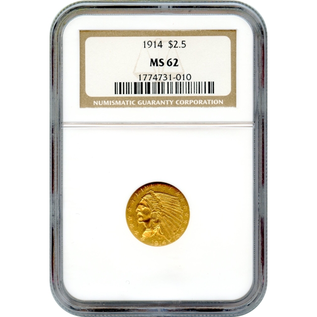 1914 $2.50 Indian Head Quarter Eagle NGC MS62