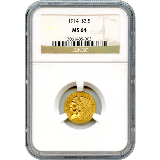 1914 $2.50 Indian Head Quarter Eagle NGC MS64