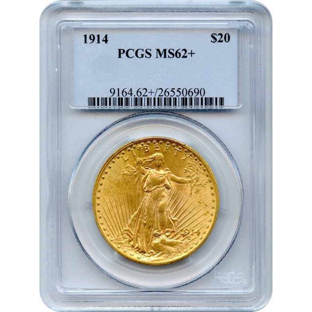 1914 $20 Saint Gaudens Double Eagle PCGS MS62+