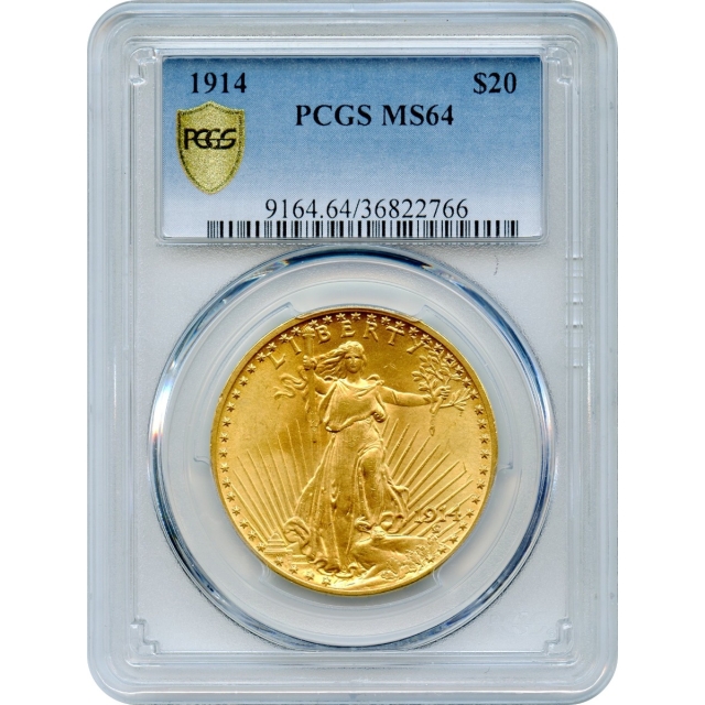 1914 $20 Saint Gaudens Double Eagle PCGS MS64
