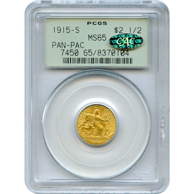 1915-S $2.50 Gold Panama Pacific PCGS MS65 (CAC GOLD)