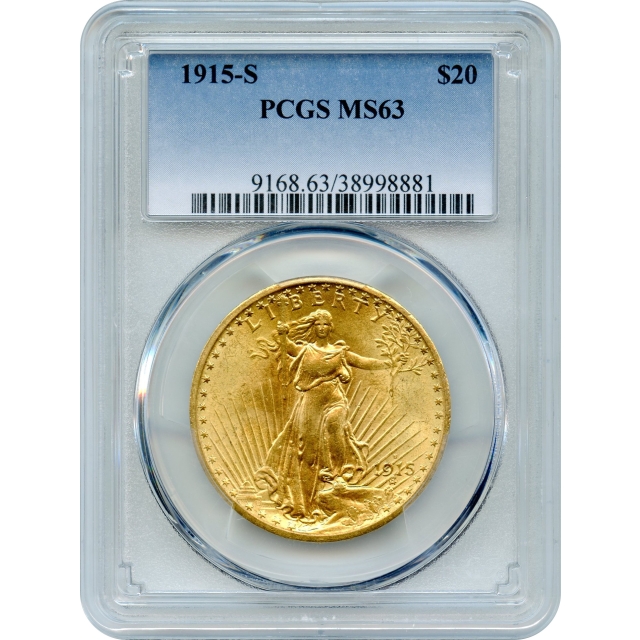 1915-S $20 Saint-Gaudens Double Eagle PCGS MS63,