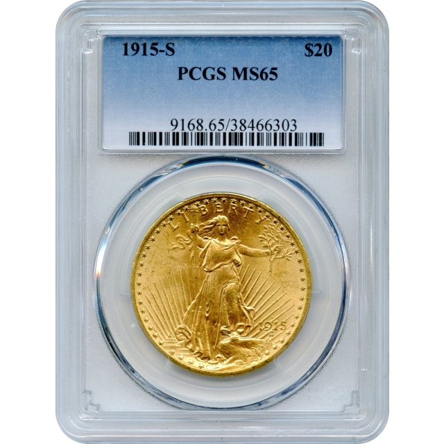 1915-S $20 Saint Gaudens Double Eagle PCGS MS65