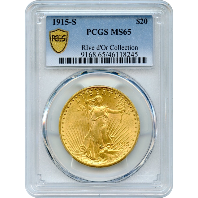 1915-S $20 Saint Gaudens Double Eagle PCGS MS65 Ex.Rive d'Or Collection