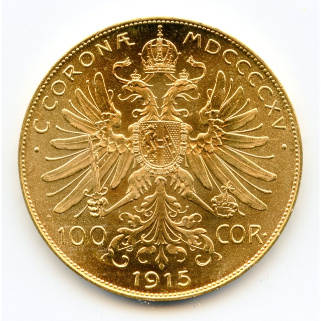 World Gold - (10) 1915 Austrian 100 Corona Franz Joseph I gold Restike AGW .9802 (10 available) 