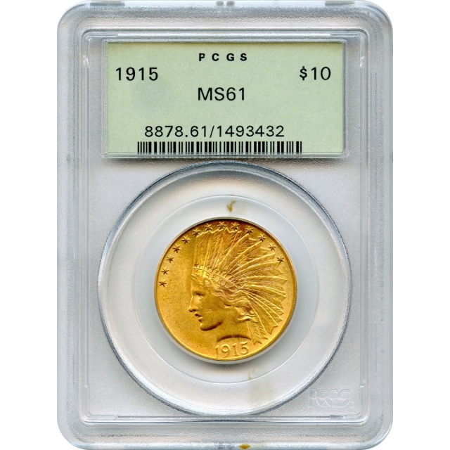 1915 $10 Indian Head Eagle PCGS MS61