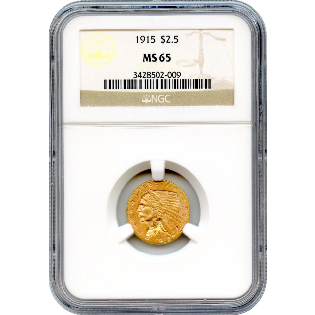1915 $2.50 Indian Head Quarter Eagle NGC MS65