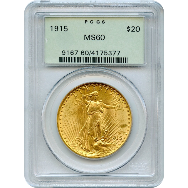 1915 $20 Saint Gaudens Double Eagle PCGS MS60