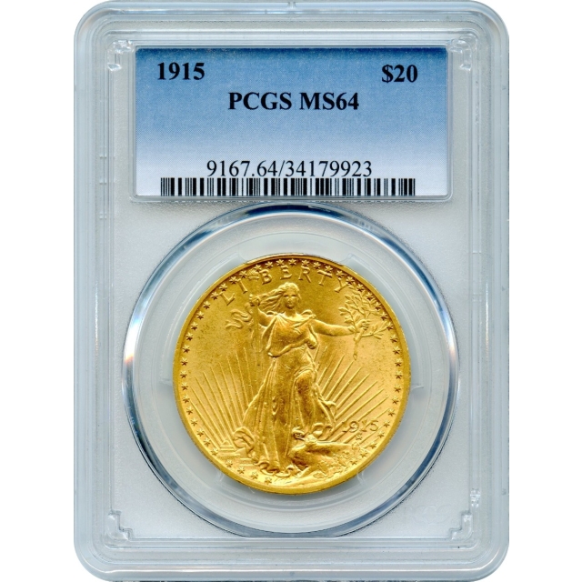 1915 $20 Saint Gaudens Double Eagle PCGS MS64