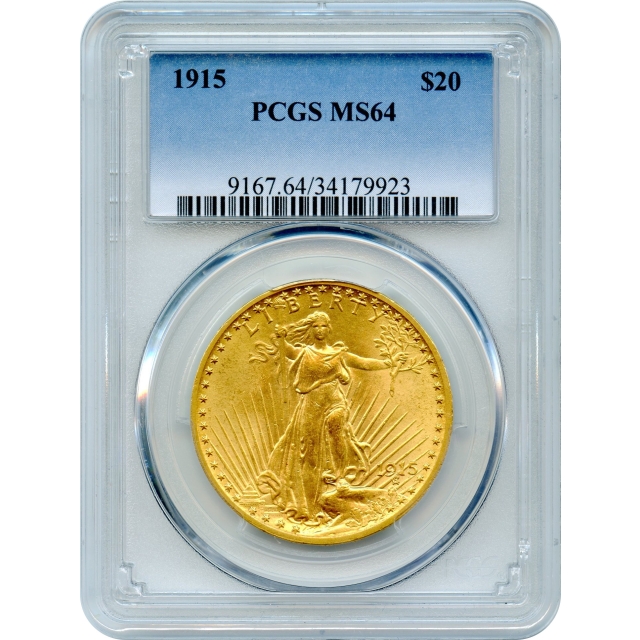 1915 $20 Saint Gaudens Double Eagle PCGS MS64