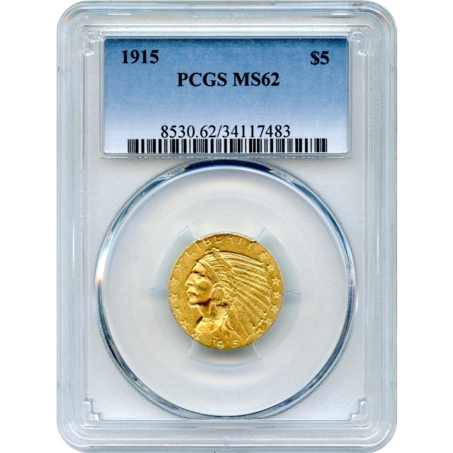 1915 $5 Indian Head Half Eagle PCGS MS62