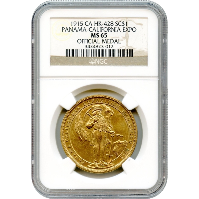 So-Called Dollar - 1915 Medal HK-428 Panama-California Exposition SC$1 NGC MS65