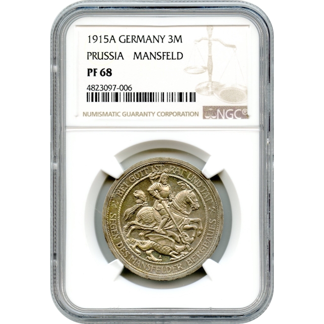 1915A 3 Marks Germany, Prussia-Mansfield NGC PR68