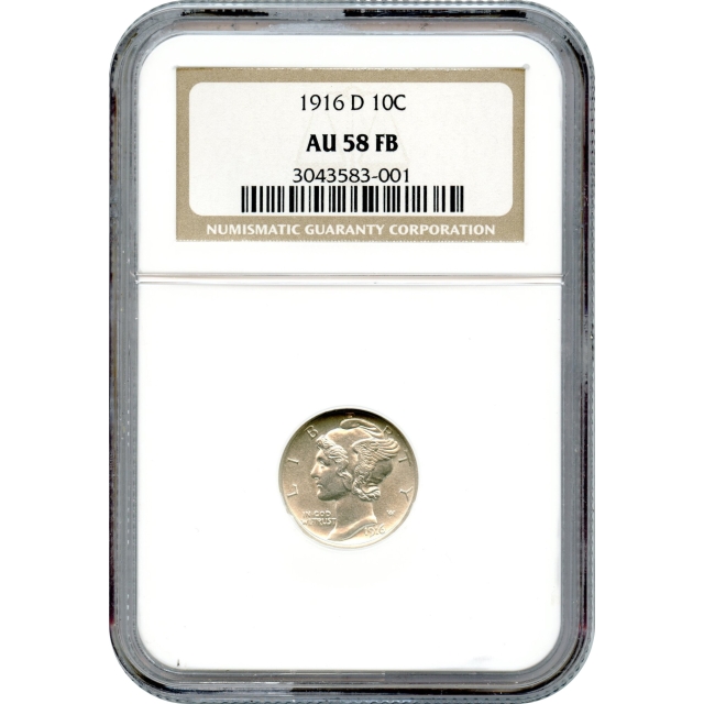 1916-D 10C Mercury Dime NGC AU58FB