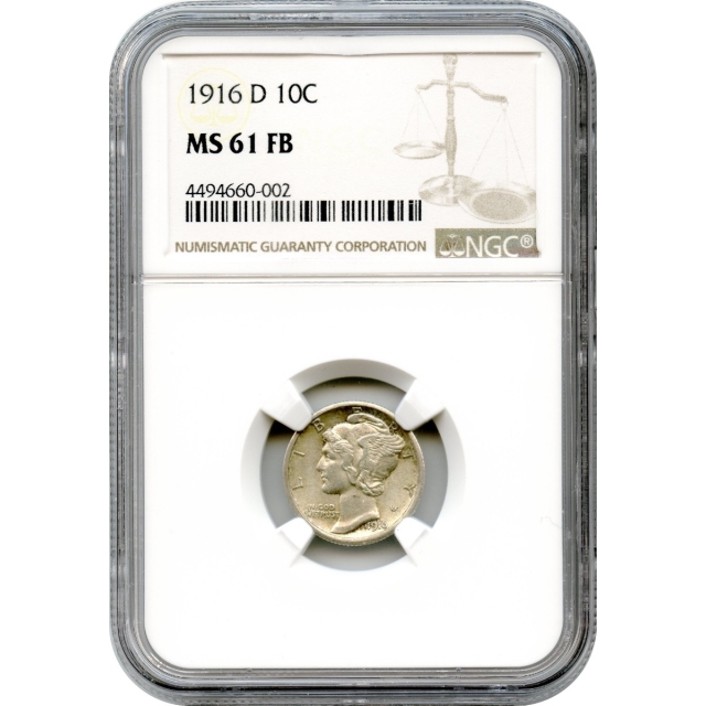 1916-D 10C Mercury Dime NGC MS61FB