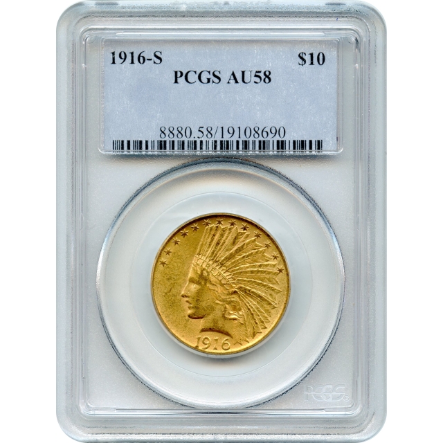 1916-S $10 Indian Head Eagle PCGS AU58 