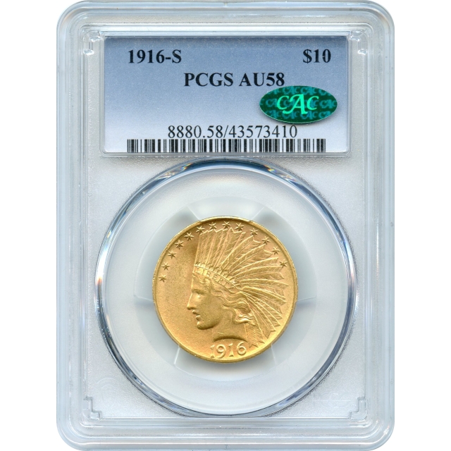 1916-S $10 Indian Head Eagle PCGS AU58 (CAC)