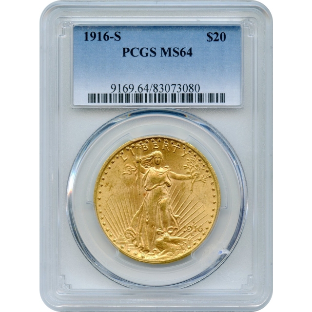 1916-S $20 Saint Gaudens Double Eagle PCGS MS64