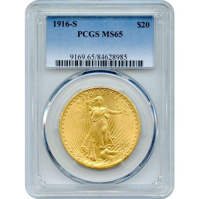 1916-S $20 Saint Gaudens Double Eagle PCGS MS65