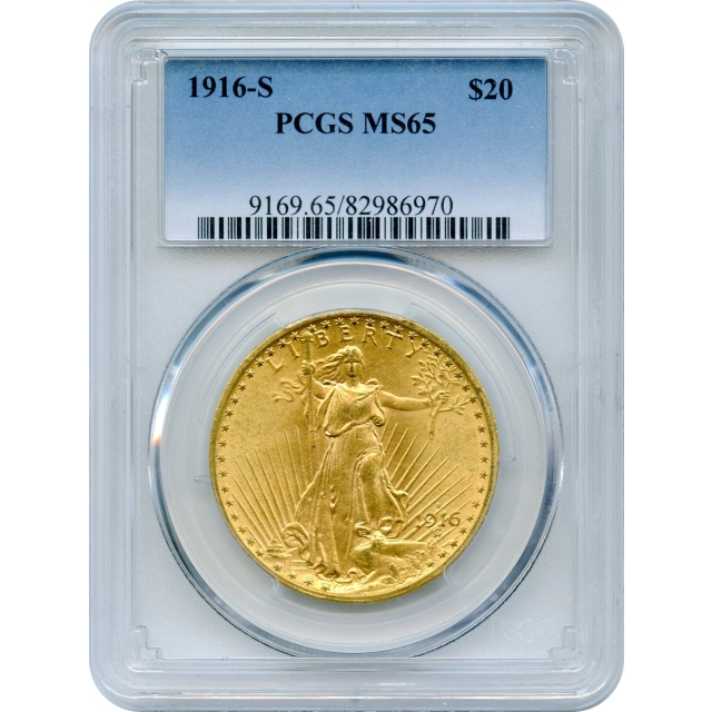 1916-S $20 Saint Gaudens Double Eagle PCGS MS65