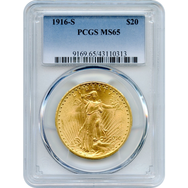 1916-S $20 Saint Gaudens Double Eagle PCGS MS65