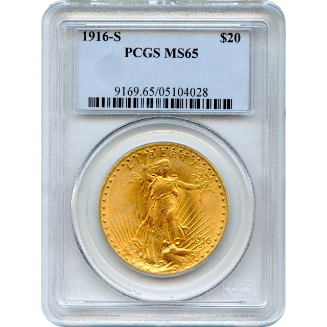 1916-S $20 Saint Gaudens Double Eagle PCGS MS65