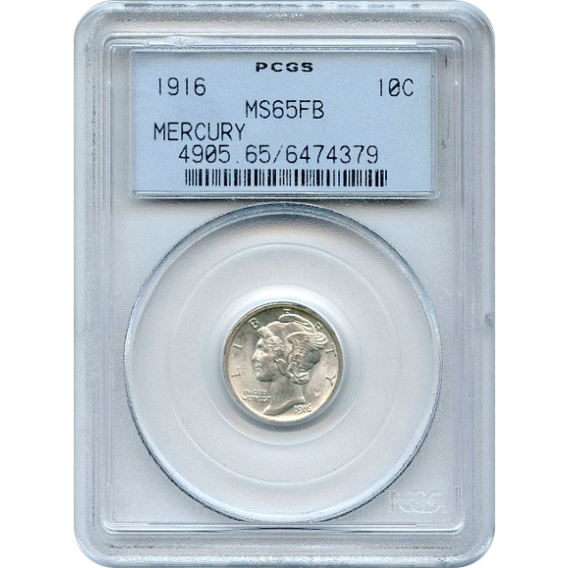 1916 10C Mercury Dime PCGS MS65FB