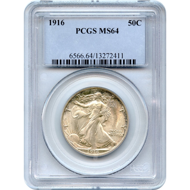 1916 50C Walking Liberty Half Dollar PCGS MS64
